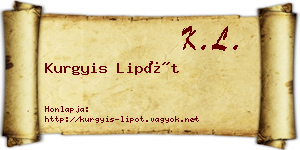 Kurgyis Lipót névjegykártya